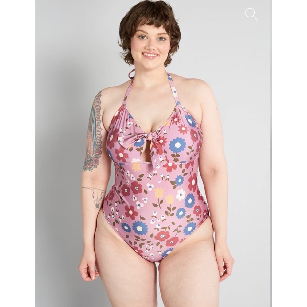 Modcloth Tie-Front One Piece Swimsuit